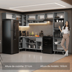 Armário de Cozinha Completa de Canto 465cm Cinza Nice Madesa 08