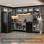 Armário de Cozinha Completa de Canto 465cm Cinza Nice Madesa 09