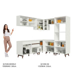 Armário de Cozinha Completa de Canto 402cm Branco Reims Madesa 01