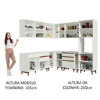 Armário de Cozinha Completa de Canto 437cm Branco Reims Madesa 01