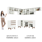 Armário de Cozinha Completa de Canto 462cm Branco Reims Madesa 03