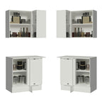 Kit Canto Reto Madesa Smart 2 Portas e Nicho com tampo Rustic/Crema/Branco
