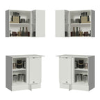 Kit Canto Madesa Smart 100% MDF 2 Portas e Nicho Frentes Branco Brilho