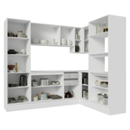 Armário de Cozinha Completa de Canto 100% MDF 377cm Smart Branco Brilhante Madesa 01