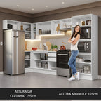 Armário de Cozinha Completa de Canto 100% MDF 447cm Branco Smart Madesa 01