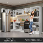 Armário de Cozinha Completa de Canto 100% MDF 447cm Branco/Rustic/Crema Smart Madesa 01