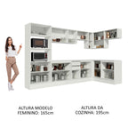Armário de Cozinha Completa de Canto 100% MDF 448cm Branco Smart Madesa 01