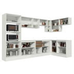 Armário de Cozinha Completa de Canto 100% MDF 448cm Branco/Rustic/Crema Smart Madesa 01