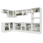 Armário de Cozinha Completa de Canto 100% MDF 447cm Frentes Branco Smart Madesa 02