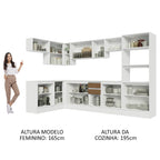 Armário de Cozinha Completa de Canto 100% MDF 447cm Branco/Rustic/Crema Smart Madesa 02