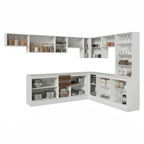 Armário de Cozinha Completa de Canto 507 cm Branco/Rustic/Crema Smart 100% MDF Madesa 01
