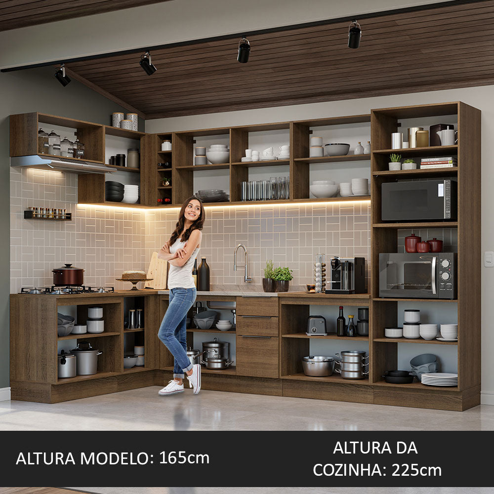 Armário de Cozinha Completa de Canto 499cm Rustic Stella Madesa 01