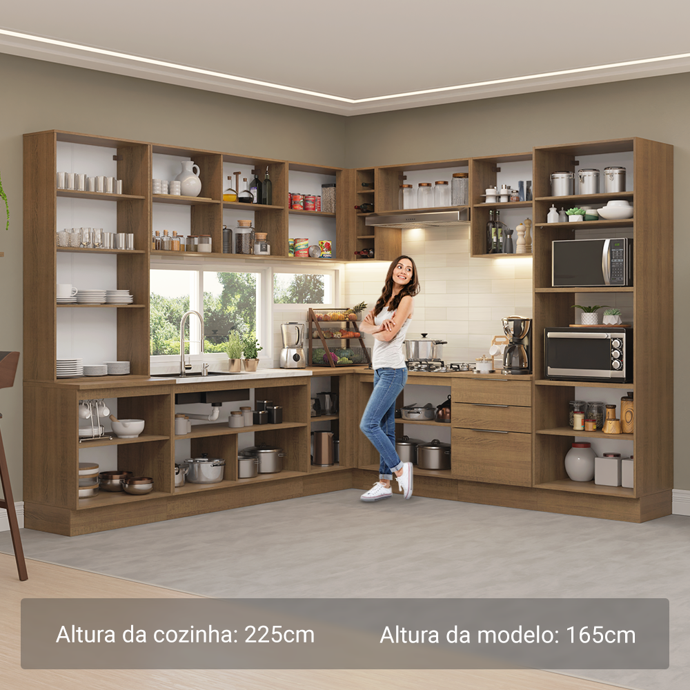 Armário de Cozinha Completa 549cm Rustic Stella Madesa 01
