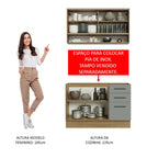 Cozinha Compacta Agata Madesa 4 Portas 3 Gavetas MDP Rustic/Cinza 225x120x52cm