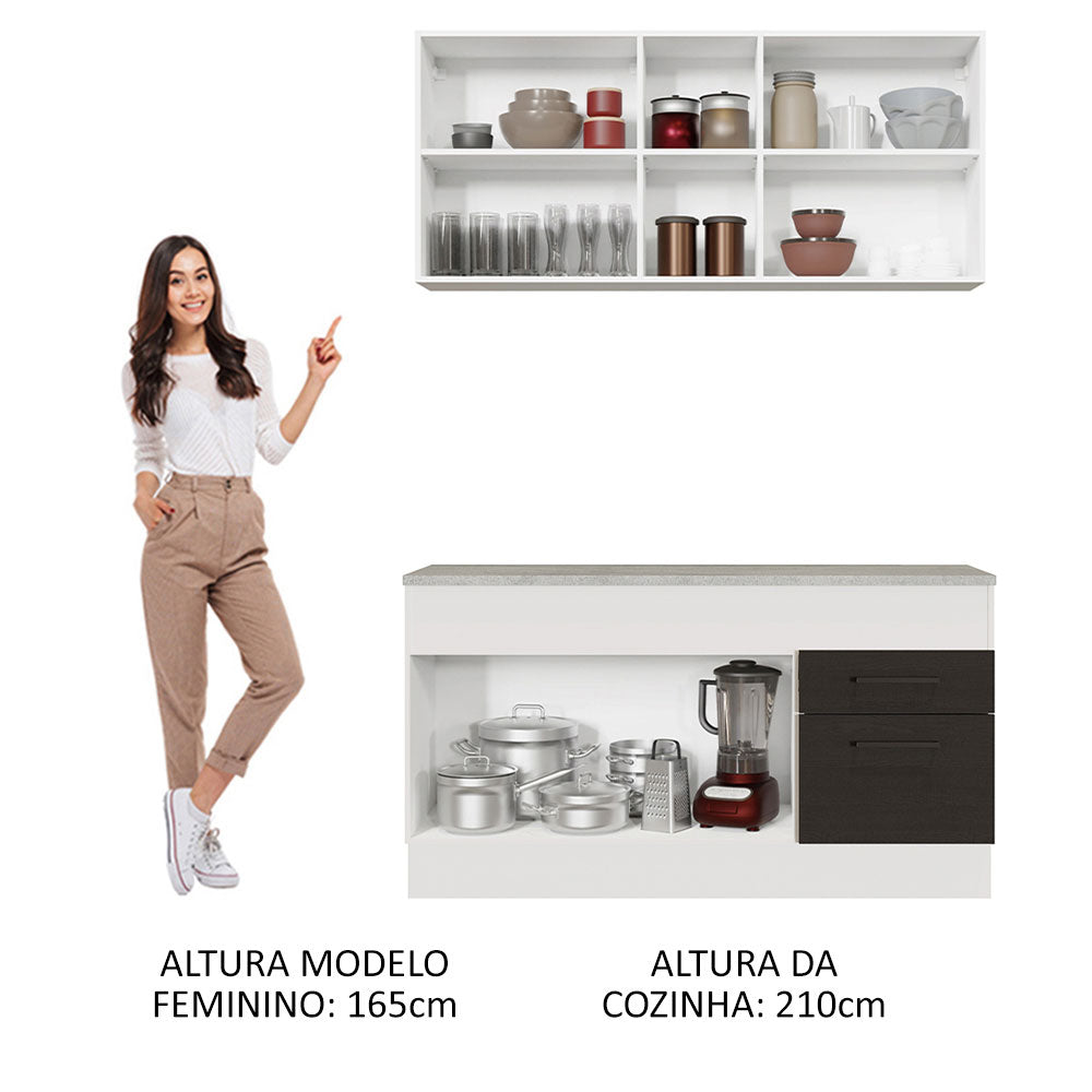 Armário de Cozinha Compacta 150cm Branco/Preto Agata Madesa 01