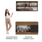 Armário de Cozinha Compacta 150cm Rustic/Preto Agata Madesa 01