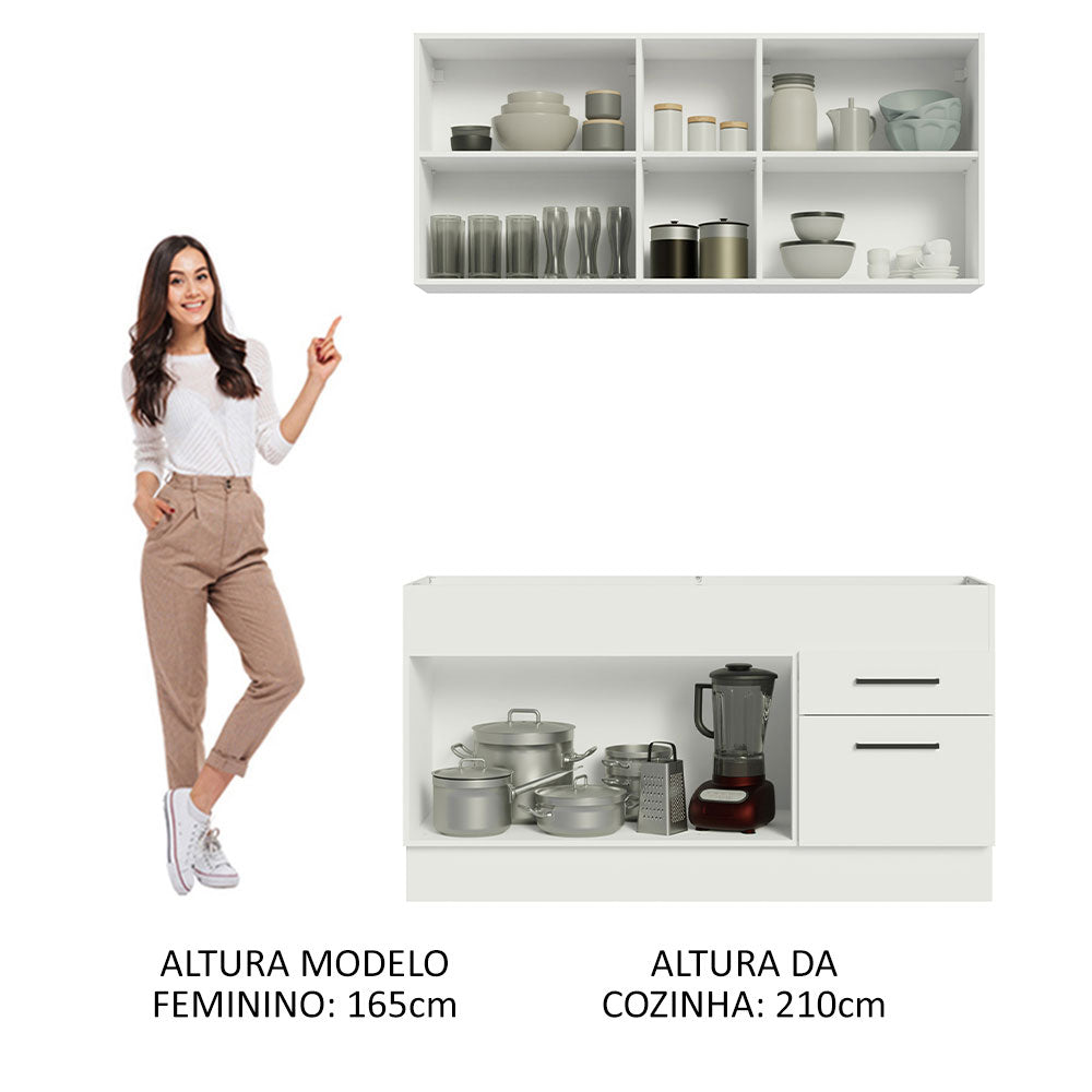 Armário de Cozinha Compacta 150cm Branco Agata Madesa 02