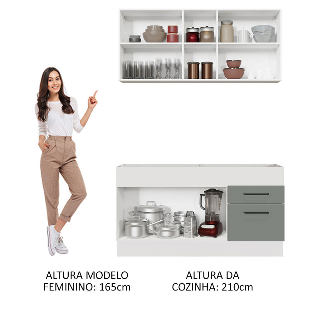 Armário de Cozinha Compacta 150cm Branco/Cinza Agata Madesa 02