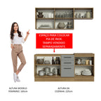 Armário de Cozinha Compacta 180cm Rustic Cinza Agata Madesa 03