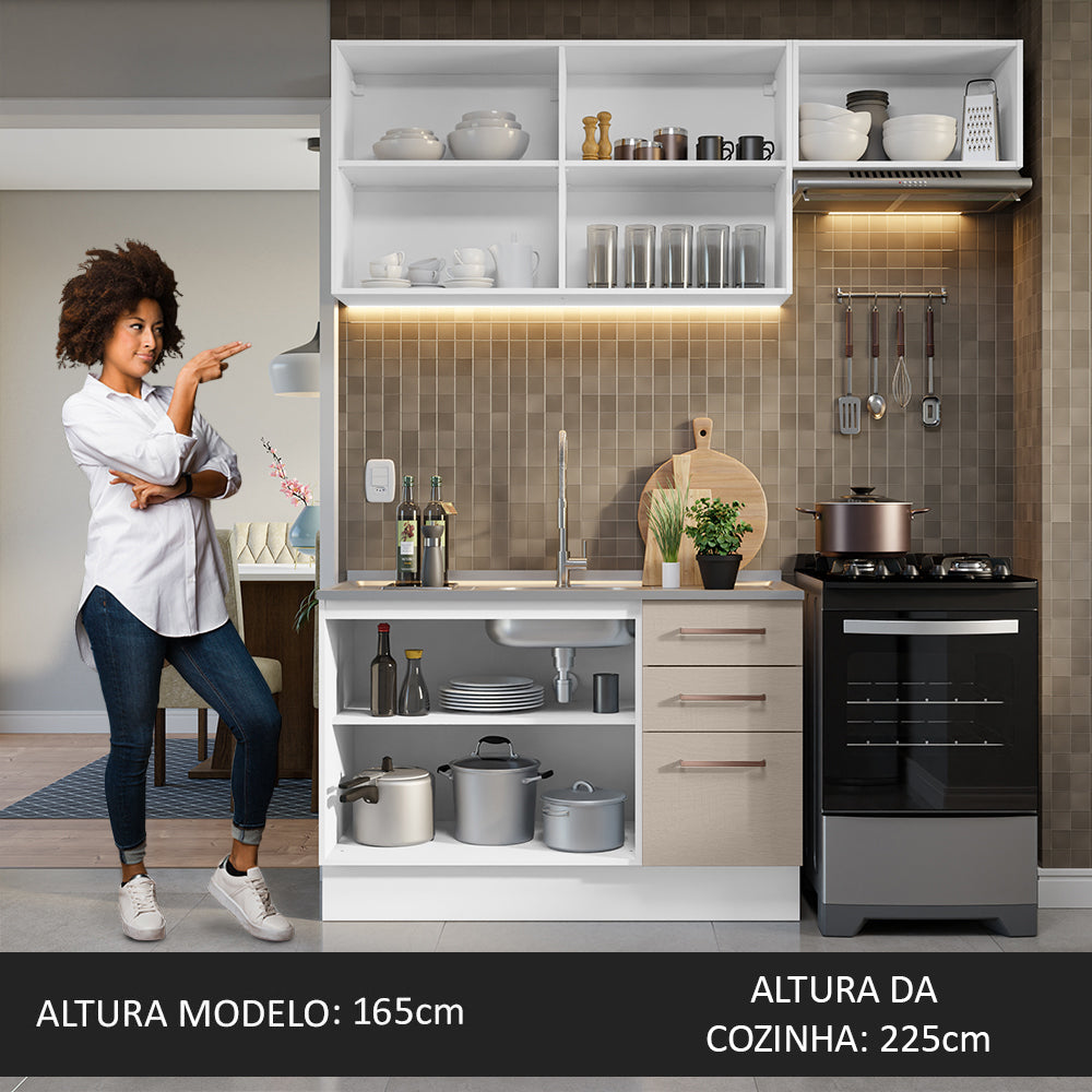 Armário de Cozinha Compacta 180cm Branco/Crema Agata Madesa 09