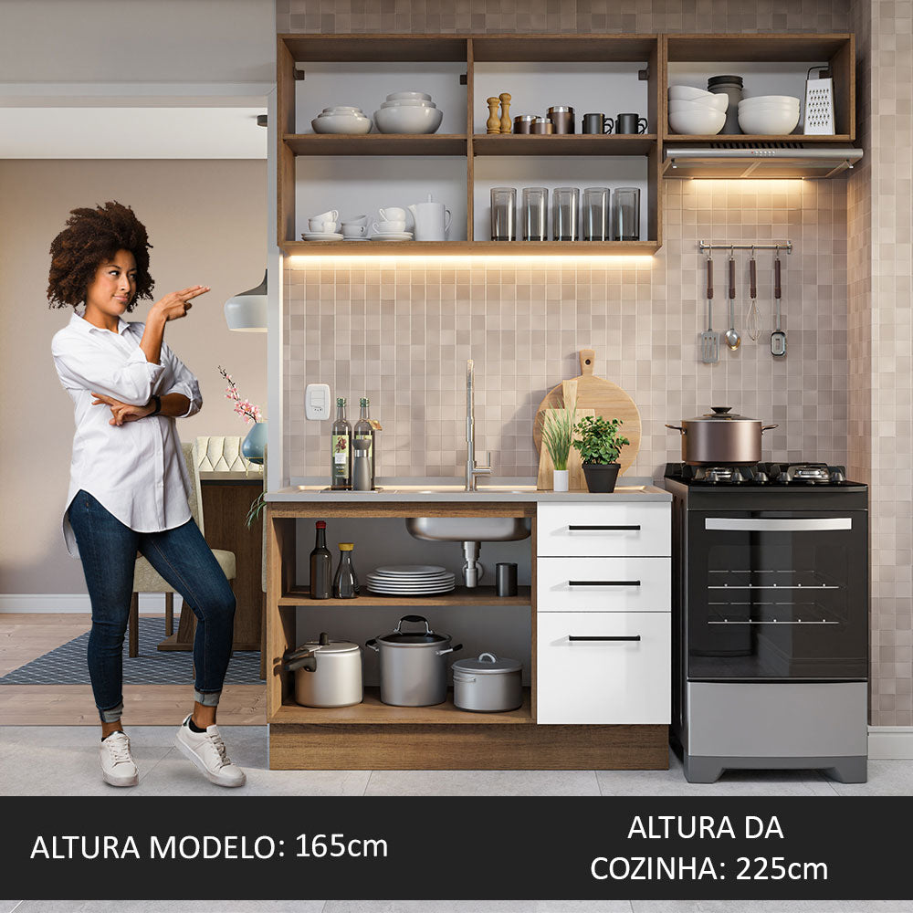 Armário de  Cozinha Compacta 180cm Rustic/Branco Agata Madesa 09