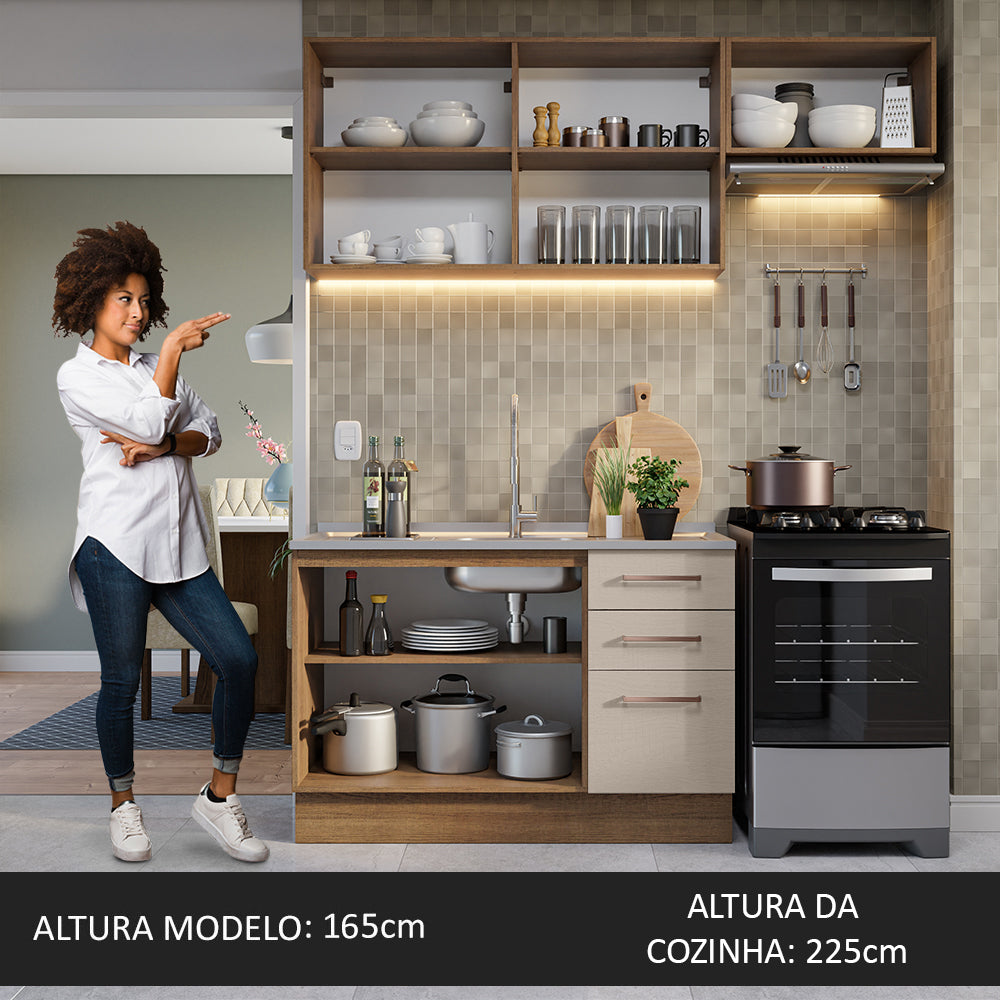 Armário de Cozinha Compacta 180cm Rustic/Crema Agata Madesa 09