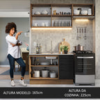 Armário de  Cozinha Compacta 180cm Rustic/Preto Agata Madesa 09