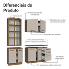 Armário de Cozinha Compacta 190cm com Cristaleira Rustic/Crema Agata Madesa 01
