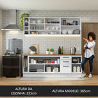 Armário de Cozinha Completa 220cm Branco/Rustic 60cm de Profundidade Agata Madesa 02