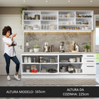 Armário de Cozinha Completa 240cm Branco 60cm de Profundidade Agata Madesa 01