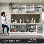 Armário de Cozinha Completa 240cm Branco/Cinza 60cm de Profundidade Agata Madesa 01