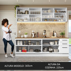 Armário de Cozinha Completa 240cm Branco Tampo Rustic 60cm de Profundidade Agata Madesa 01