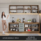 Armário de Cozinha Completa 240cm Rustic/Cinza 60cm de Profundidade Agata Madesa 02