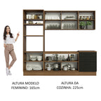 Armário de Cozinha Completa 250cm Rustic/Preto Agata Madesa 01