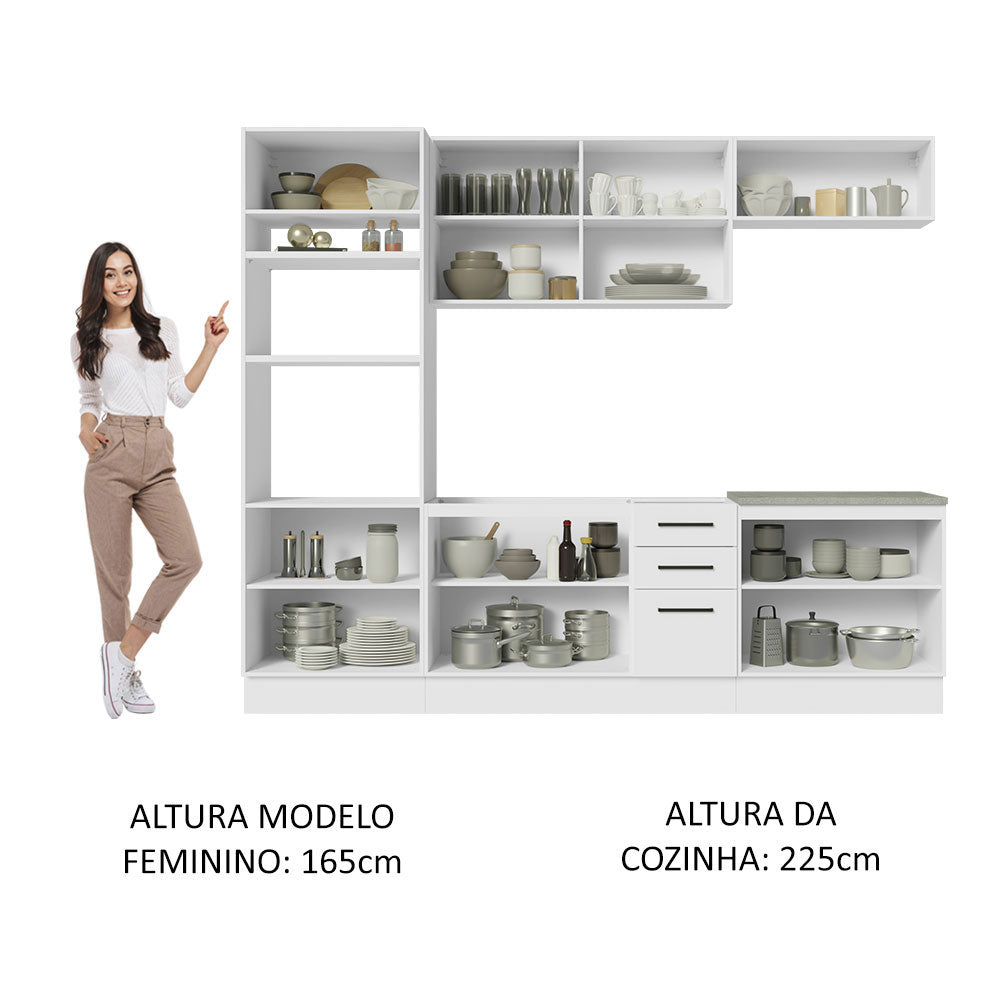 Armário de Cozinha Completa 270cm Branco Agata Madesa 01