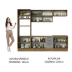 Armário de Cozinha Completa 270cm Rustic/Cinza Agata Madesa 01