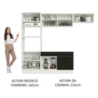 Armário de Cozinha Completa 270cm Branco Preto Agata Madesa 04