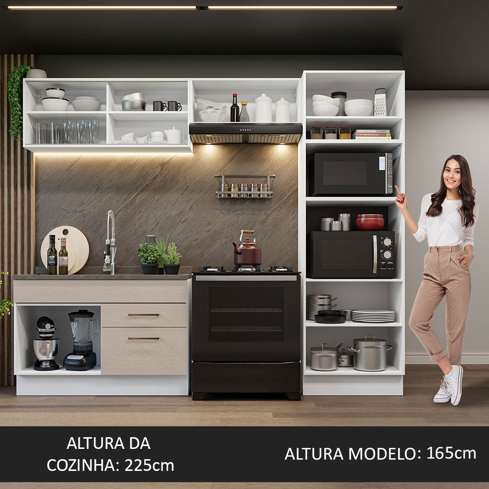 Armário de Cozinha Completa 270cm Branco/Crema Agata Madesa 05