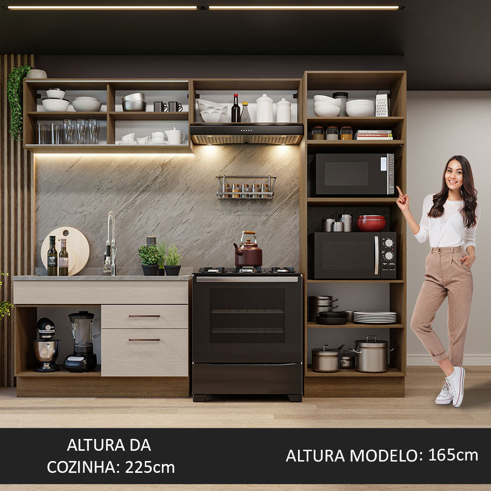 Armário de Cozinha Completa 270cm Rustic/Crema Agata Madesa 05
