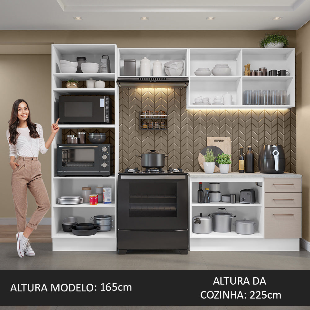Armário de Cozinha Completa 270cm Branco/Crema Agata Madesa 07