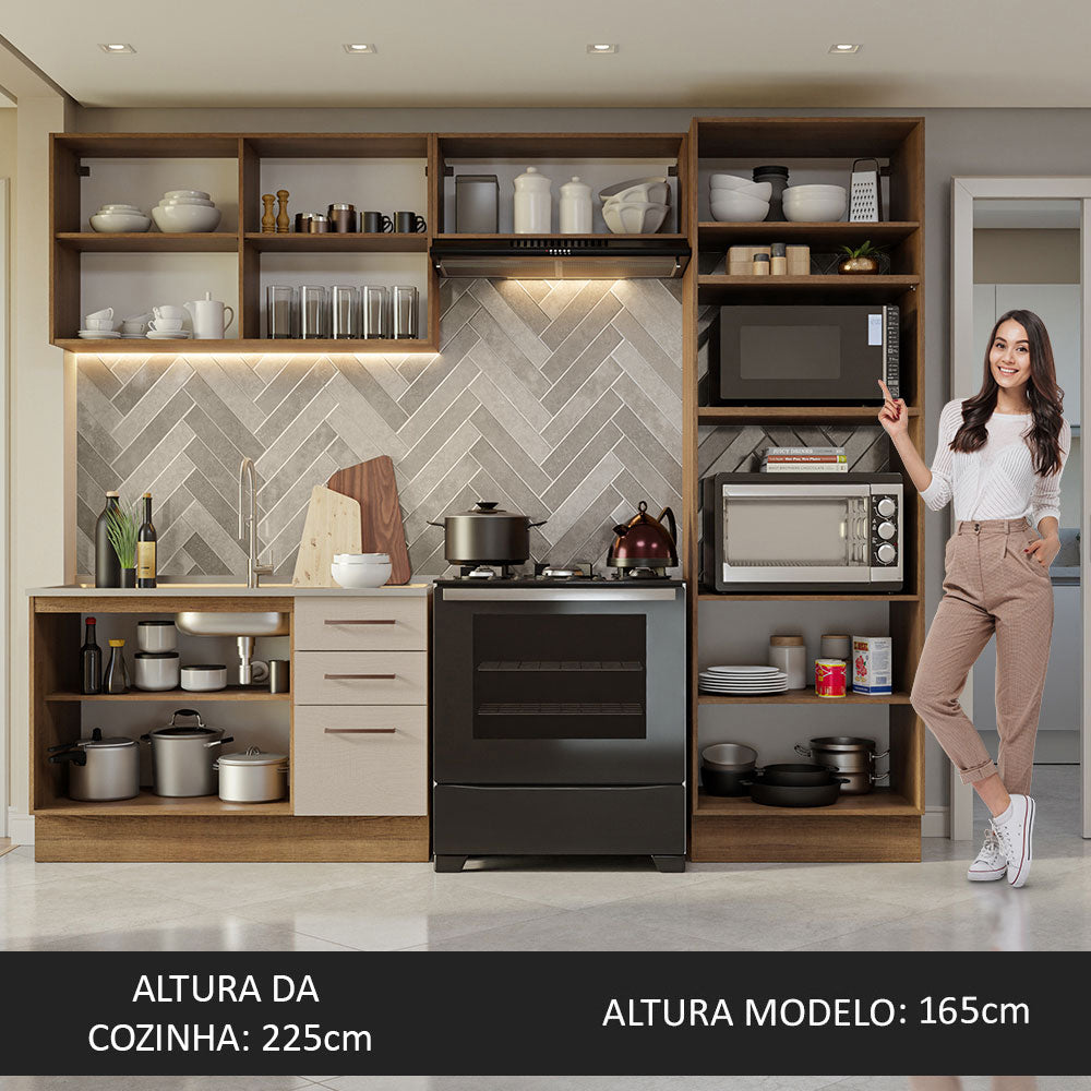Armário de Cozinha Completa 270cm Rustic/Crema Agata Madesa 08