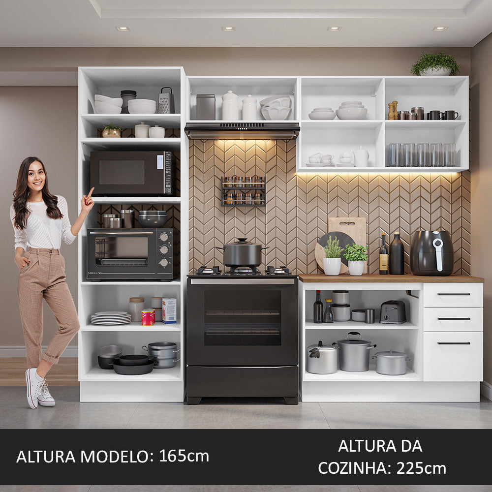 Armário de Cozinha Completa 270cm Branco/Rustic 60cm de Profundidade Agata Madesa 09
