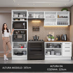 Armário de Cozinha Completa 270cm Branco/Rustic 60cm de Profundidade Agata Madesa 09