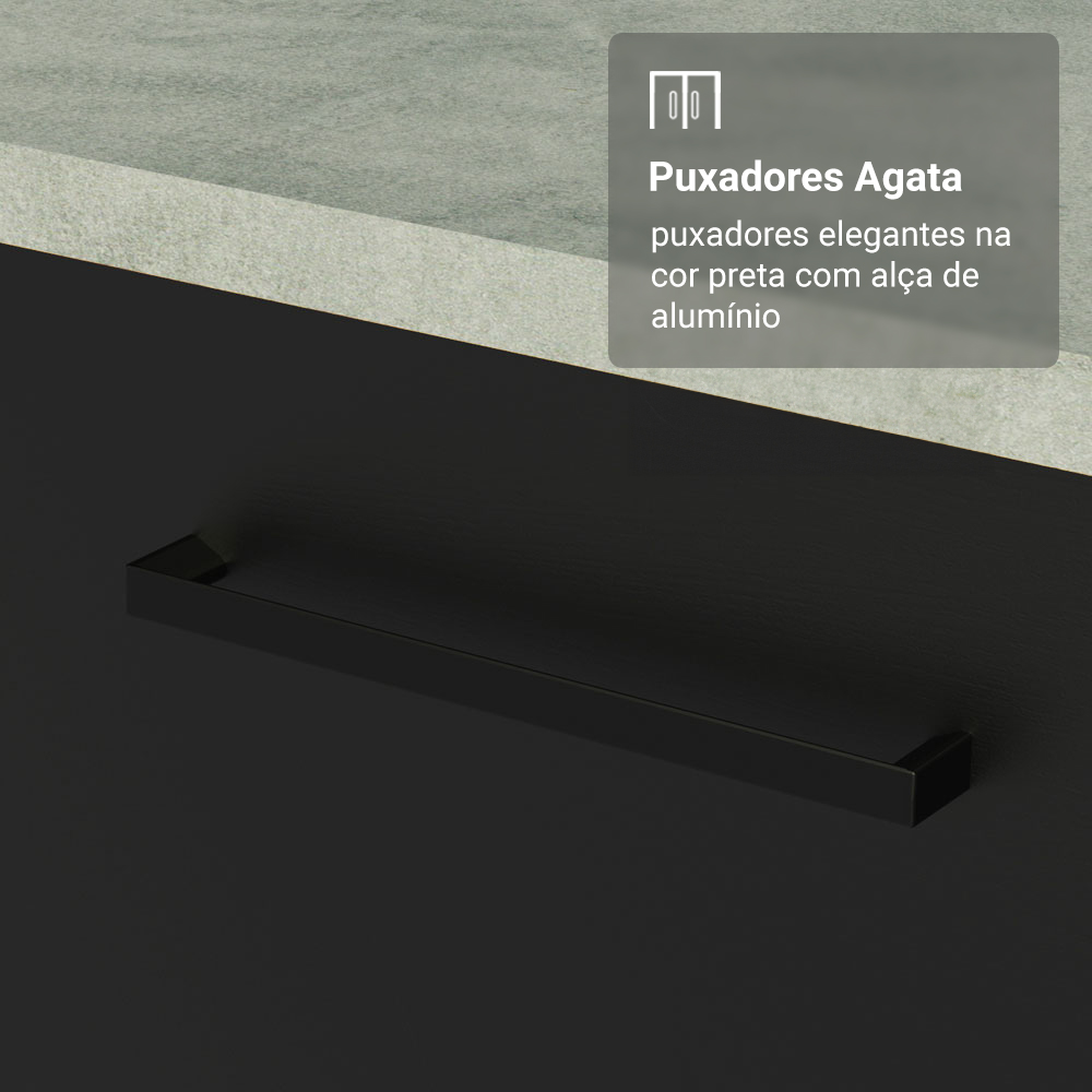 Armário de Cozinha Completa 270 cm Branco/Preto Agata Madesa 12