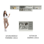 Armário de Cozinha Compacta 280cm Branco/Cinza Agata Madesa 04