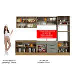 Armário de Cozinha Completa 310cm Rustic/Cinza Agata Madesa 01