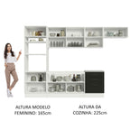 Armário de Cozinha Completa 330cm Branco Preto Agata Madesa 01