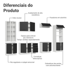 Armário de Cozinha Completa 340cm Branco/Preto Agata Madesa 01
