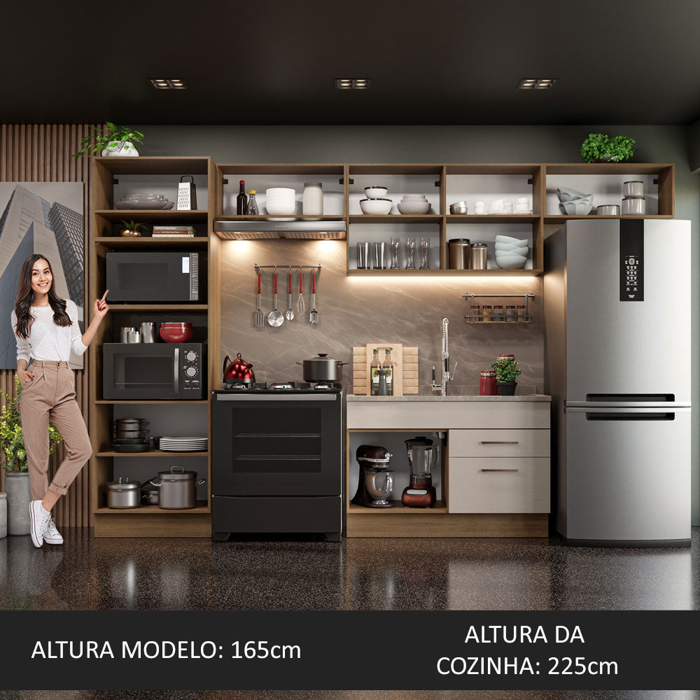 Armário de Cozinha Completa 350cm Rustic/Crema Agata Madesa 01