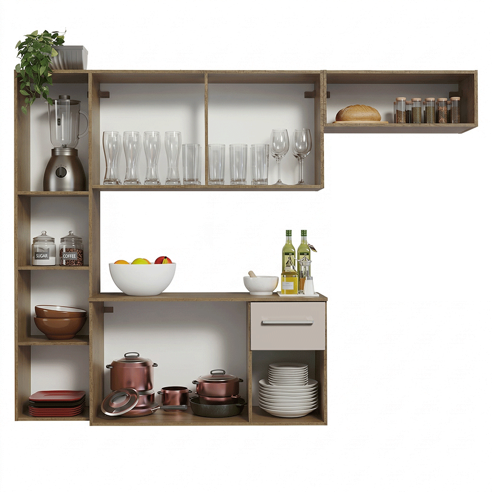 Armário de Cozinha Compacta 180cm Rustic/Crema Easy Madesa